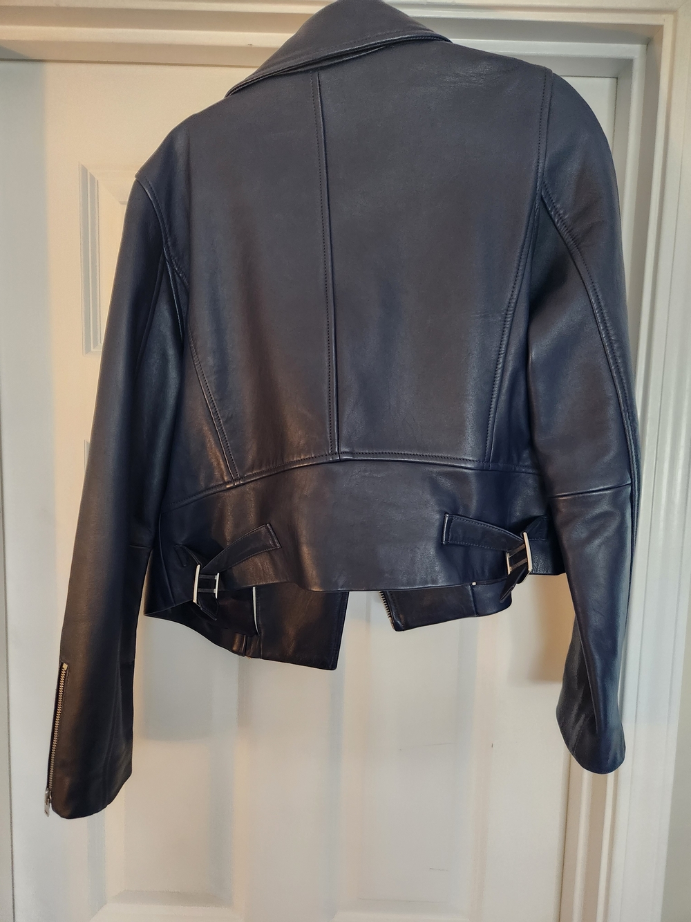 J. Crew Navy Leather Moto Jacket - Women's - Picture 4 of 6